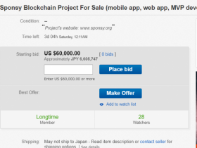 eBay出现ICO拍卖，这个项目起价6万美元